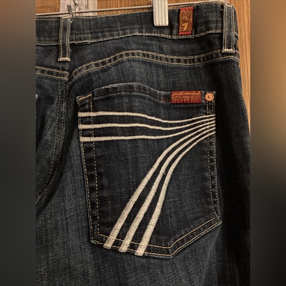 7 For All Mankind Jeans dojo Womens 31x29” Flare Low Rise Denim Stretch Blue - Picture 4 of 12